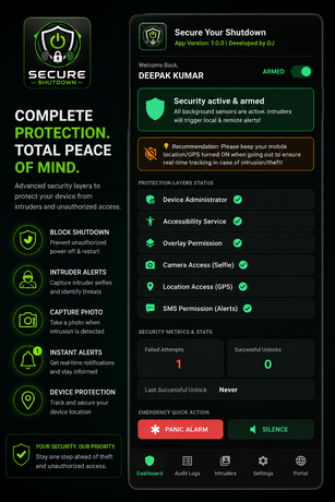 Secure Shutdown App Dashboard